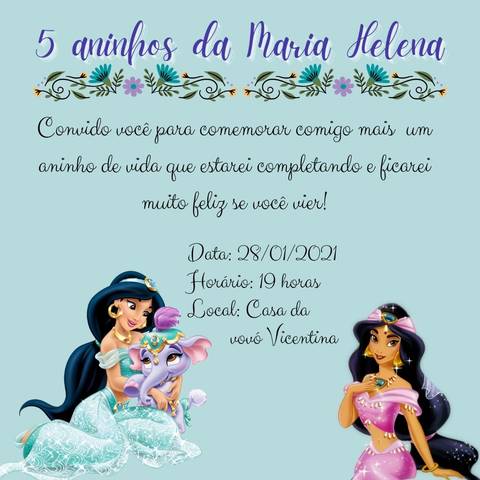 Arte digital - convite de aniversário.'