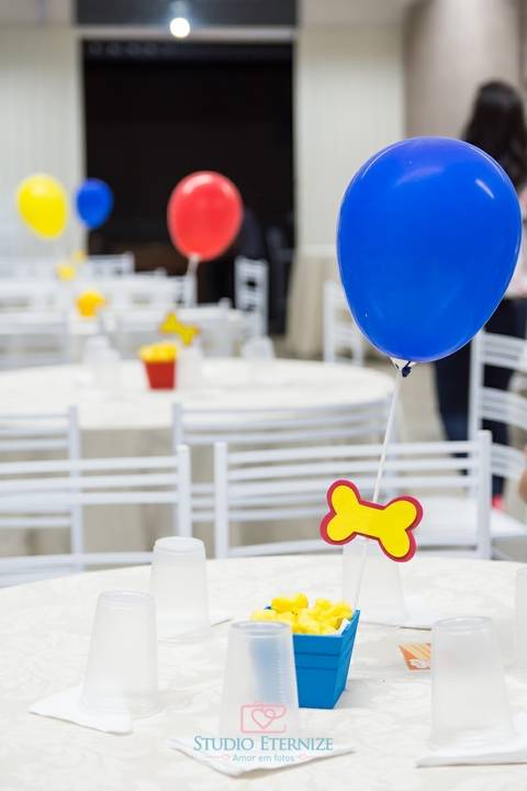 Centro mesa - aniversário infantil - patrulha canina - Studio Eternize - São Sebastião do Paraíso - Poços de Caldas - MG'