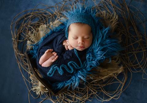 bebê em cestinho em ensaio newborn por aline fontes'