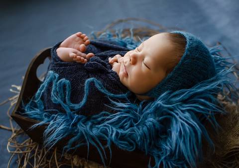bebê em caixinha no ensaio newborn aline fontes'