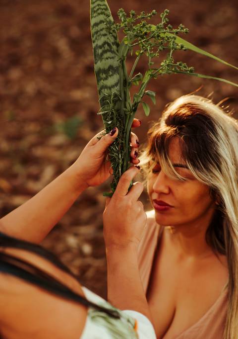 foto de benzimento com ervas'