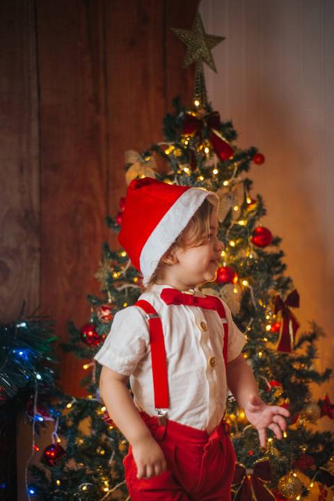 Gestante em cenário natalino elegante em Farroupilha RS.'