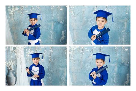 ensaio da educação infantil com beca'