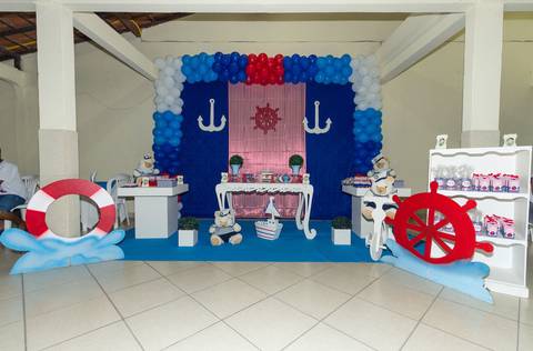 Decoração com balões Tema Marinheiro pelo fotógrafo Douglas Maia'