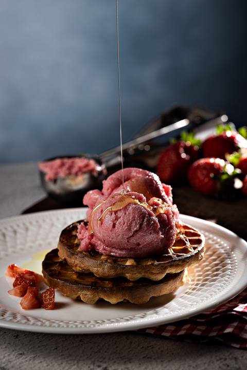 Sorvete com waffles'