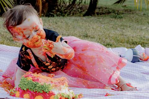 Cake Smash da Helena, feito numa linda tarde de sol no Parque da Cidade da Serra/ES.'