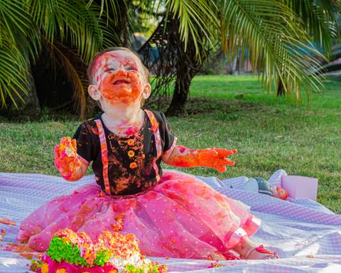 Cake Smash da Helena, feito numa linda tarde de sol no Parque da Cidade da Serra/ES.'