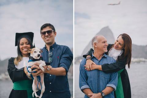 Fotos de formatura em Família com a beca'