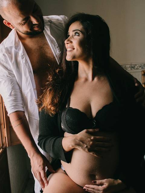 ensaio gestante em casa'