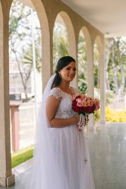 buquê da noiva com terço'