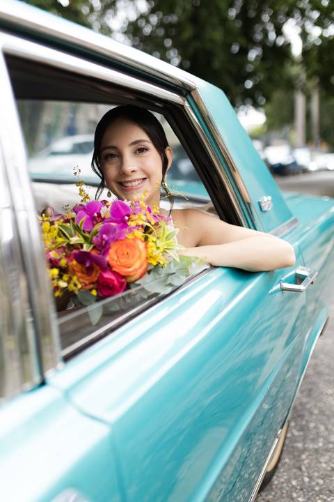 noiva no carro '