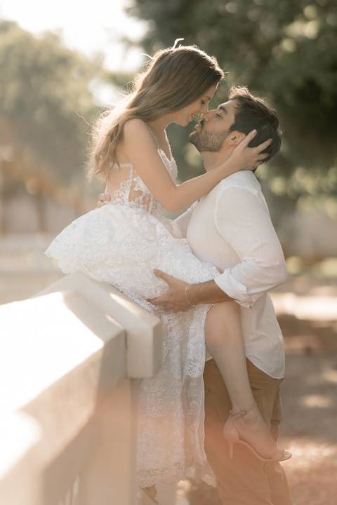 Fotografia de pre wedding no por do sol'