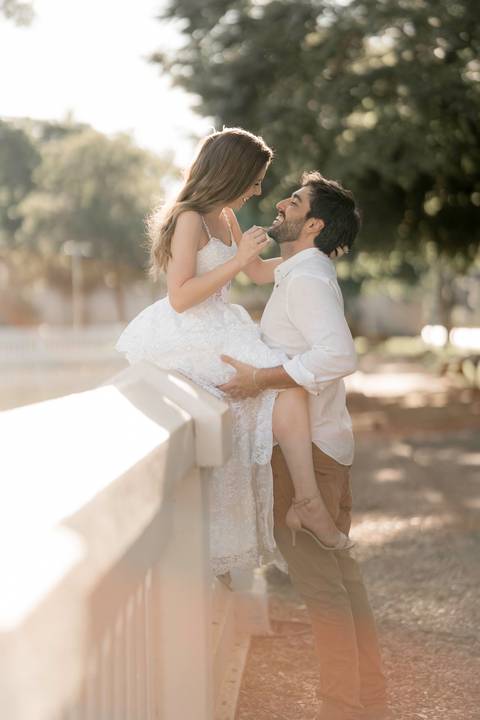 Fotografia de pre wedding no por do sol'