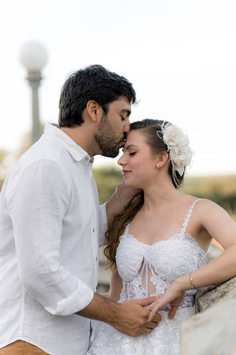 Fotografia de pre wedding no por do sol'