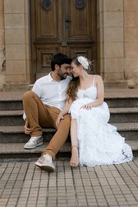 Fotografia de pre wedding no por do sol'