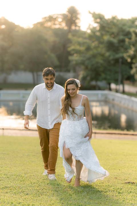 Fotografia de pre wedding no por do sol'