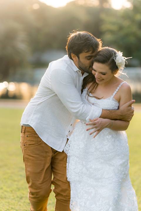 Fotografia de pre wedding no por do sol'