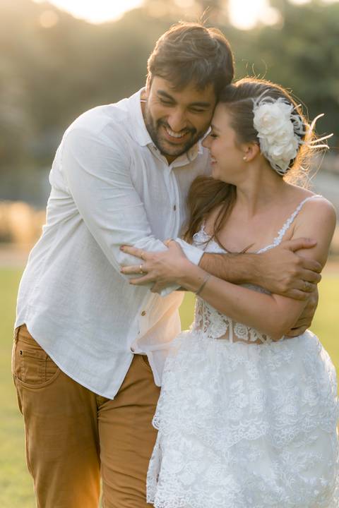 Fotografia de pre wedding no por do sol'