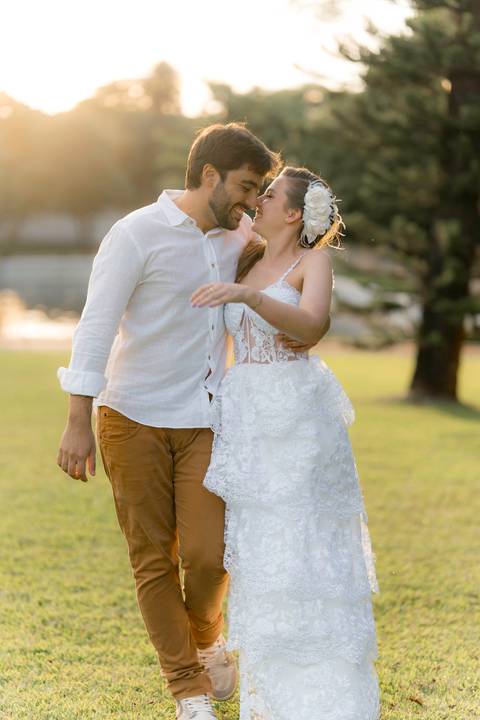 Fotografia de pre wedding no por do sol'