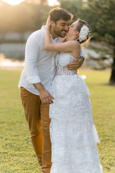 Fotografia de pre wedding no por do sol'