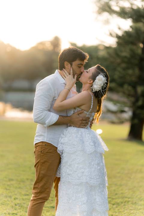 Fotografia de pre wedding no por do sol'