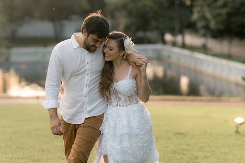 Fotografia de pre wedding no por do sol'