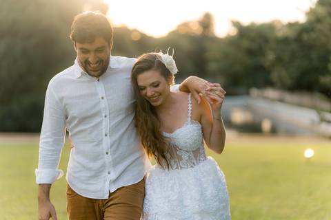 Fotografia de pre wedding no por do sol'