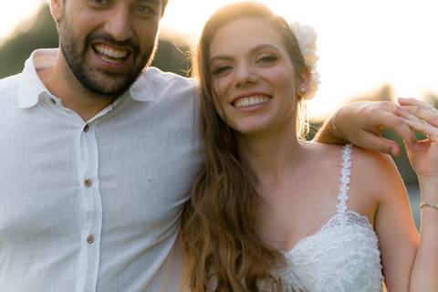 Fotografia de pre wedding no por do sol'
