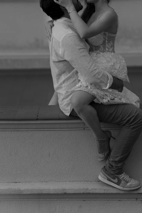 Fotografia de pre wedding no por do sol'