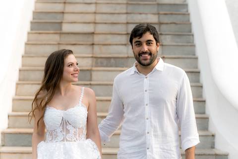 Fotografia de pre wedding no por do sol'