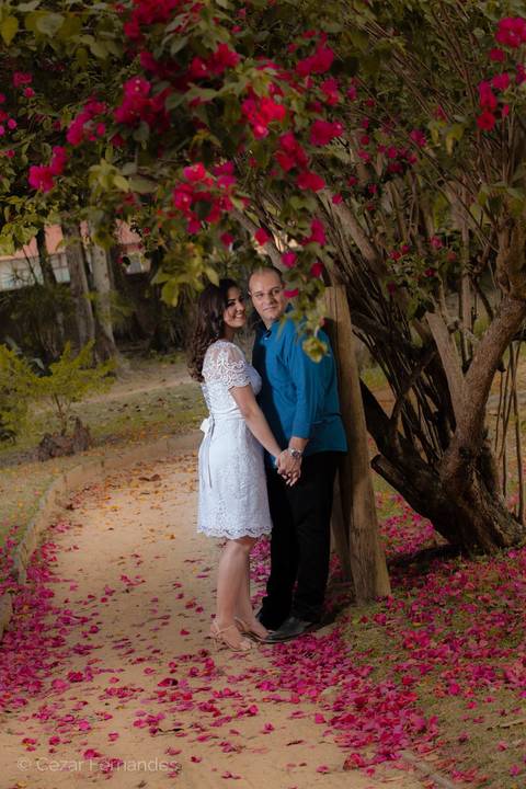Fim de tarde em Campos dos Jordão - Ensaio pré casamento Larissa & Philipe em Campos dos Jordão, SP, Noiva e noivo posam em meio ao Parque Valentina Miranda, em São José dos Campos. Fotos de casamento por Cezar Fernandes'