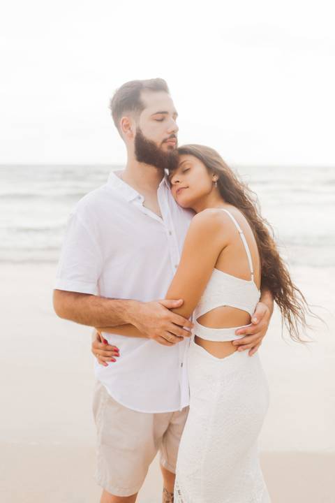 Fotografia ensaio pre casamento praia do Guaiuba Guaruja SP'