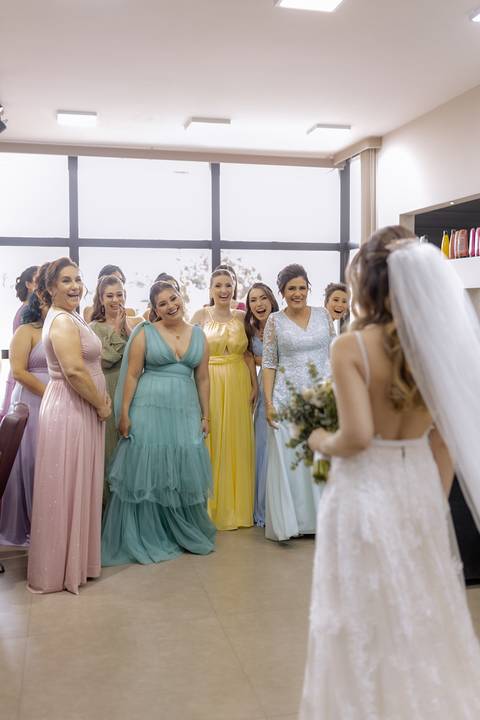 First look com as madrinhas'