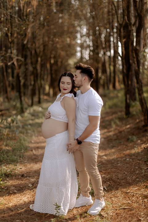 inspiração de ensaio de gestante na floresta'