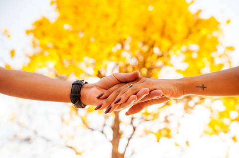  ensaio de casal - casal crente  - pre-wedding - foto criativa  - mão  do casal ipe amarelo'