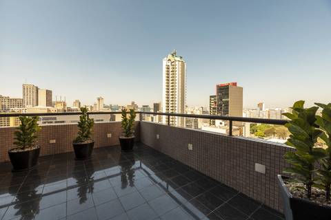 Cityscape from balcony in Grand Hotel Rayon, Curitiba - Brazil'