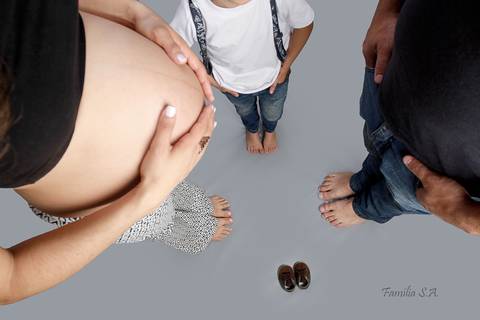 Ensaio Gestante em Estúdio com Filhos'