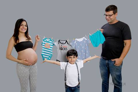 Ensaio Gestante em Estúdio com Filhos'