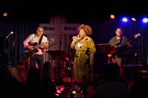 banda
 tocando clássicos do clube da esquina no blue note SP'