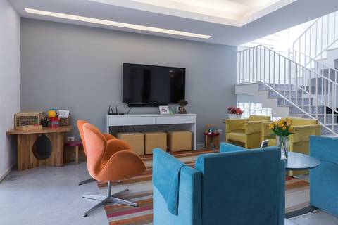 Registro fotográfico da estrutura da Escola Voice, no Brooklin.'