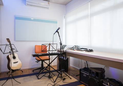 Registro fotográfico da estrutura da Escola Voice, no Brooklin.'