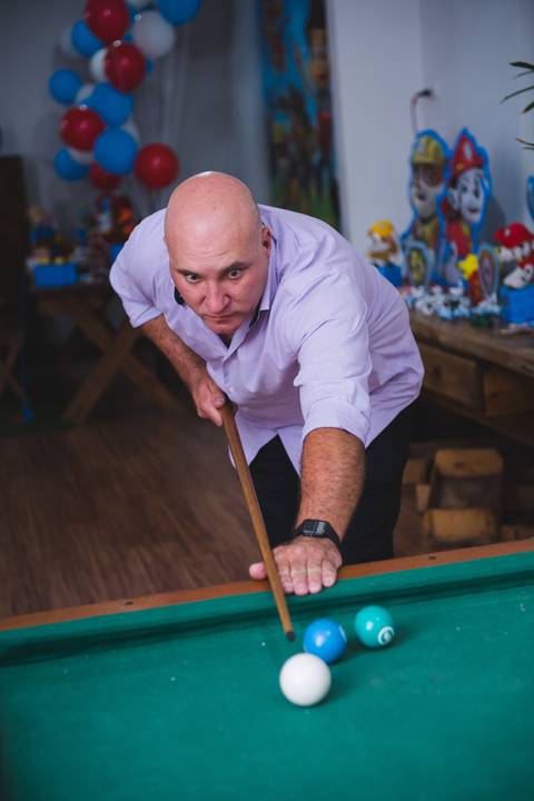 snooker no salão do buffet Pluft SP'