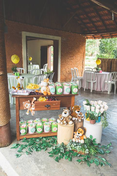Decoração de festa com tema SAFARI'