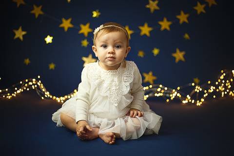 Ensaio Infantil Tema  Estrelas -  Maitê 11 meses - Niterói'