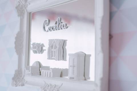 Decoração quarto bebê menina azul e rosa - quadro'