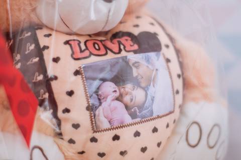 Decoração quarto bebê menina azul e rosa - uso com foto do nascimento'