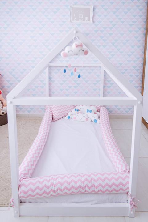 Decoração quarto bebê menina azul e rosa - nuvem'