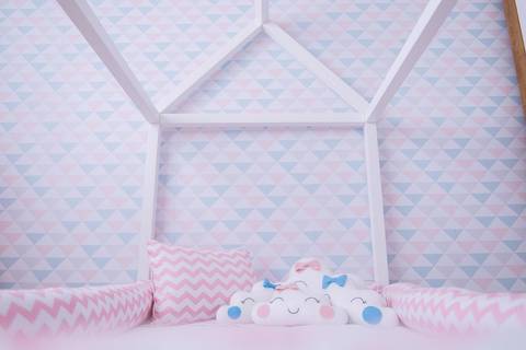 Decoração quarto bebê menina azul e rosa - nuvem'