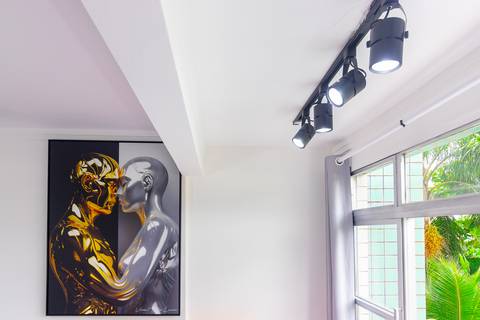 Apartamento decorado para locação de temporada em São Vicente, com vista para o mar e decoração de alto padrão – fotografia imobiliária profissional por Fernando Freire'