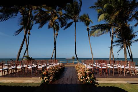 decoração de casamento com vista mar'